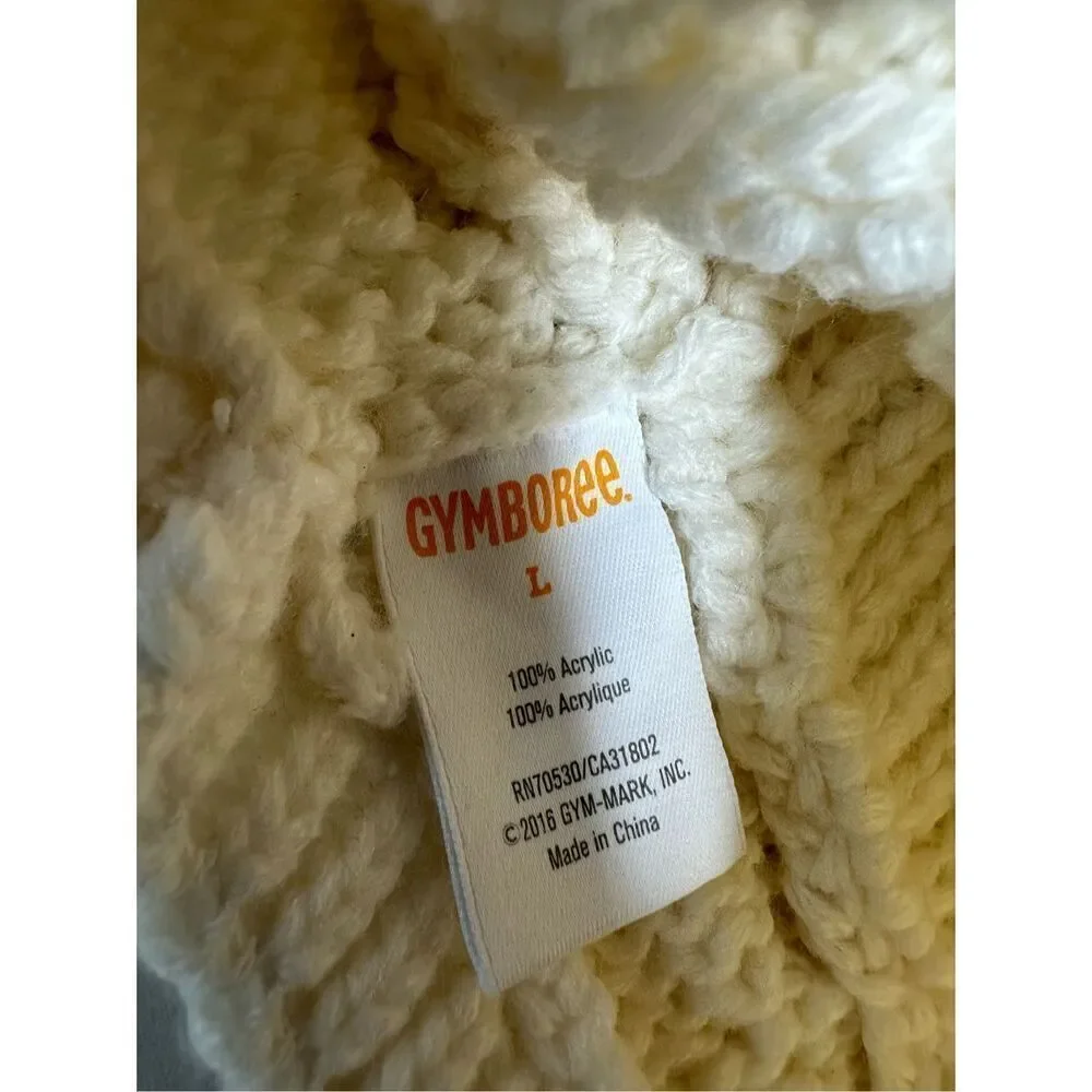 NWOT Gymboree Crochet Beanie Hat Pom Pom Knit Cream Kids  Size L Winter